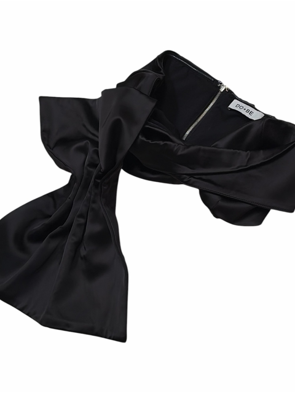 DO+BE Black Satin Neck Tie Scarf